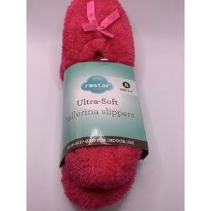 Restor Women's Ultra-Soft Ballerina Slippers Hot Pink Non-Slip Grip